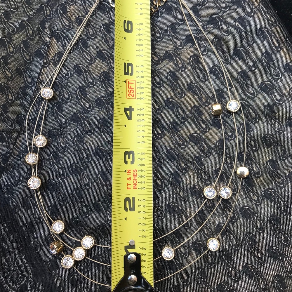Gold toned stones 3 layered necklace